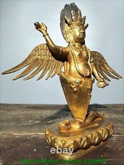 11.4 Chinese Copper Gilt Lei Zhen son Eagle Dapeng Golden winged Bird Statue