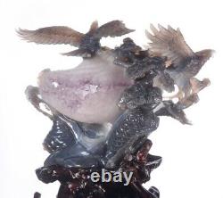 11.54Natural Geode Agate Eagle Carving, Hand-carved Crafts AS23