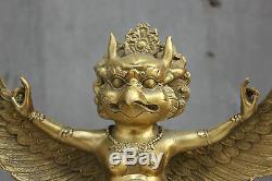 11 China Tibetan Buddhism Bronze Redpoll Winged Garuda Bird Eagle Buddha Statue