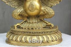 11 China Tibetan Buddhism Bronze Redpoll Winged Garuda Bird Eagle Buddha Statue