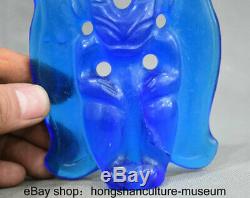 11CM Rare Hongshan Culture Blue Crystal Hand Carved Sun God Eagle Statue DDD13
