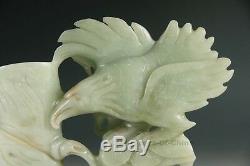 12.38 Exquisite Chinese Old Hand Made Eagle & Tree Jade Statue