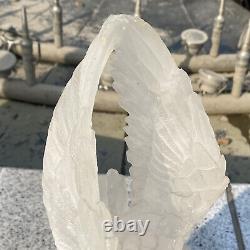 12.76LB Unique Natural White Quartz Hand Carved Crystal Eagle Reiki+Stand. WJ