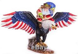 12 Hand carved Santa Claus EAGLE Handpainted Christmas wood figurine Ded Moroz