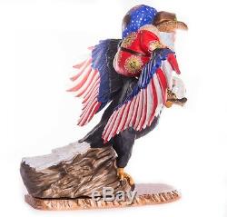 12 Hand carved Santa Claus EAGLE Handpainted Christmas wood figurine Ded Moroz