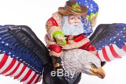 12 Hand carved Santa Claus EAGLE Handpainted Christmas wood figurine Ded Moroz