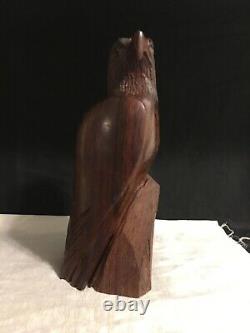 12Hand Carved Exotic Hardwood Bald Eagle Wood Wooden Bird of Prey Sculpture