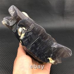 1370g Natural Agate Geode Quartz Hand Carved Crysta Eagle Reiki Healing. Tc252