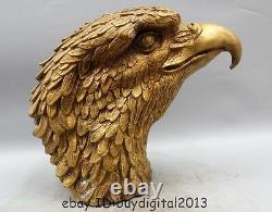 14 Chinese Fengshui Bronze Hawk eagle Head Bust king of birds Statue sculpture