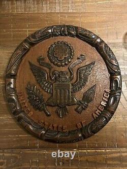 14 Wooden (or Partially) Hand Carved Great Seal Of The USA Eagle Wall Hanging