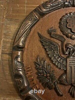 14 Wooden (or Partially) Hand Carved Great Seal Of The USA Eagle Wall Hanging