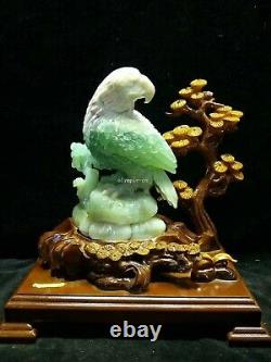 14'' china xiuyan jade hand-carved beautiful home decorate animal hawk eagle