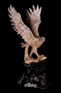 15.35Natural Crazy Lace Agate Eagle Carving, Handcarved Crafts AL82