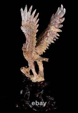 15.35Natural Crazy Lace Agate Eagle Carving, Handcarved Crafts AL82