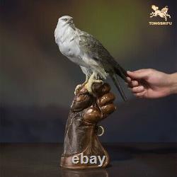 15.5 China Pure Bronze Painted Hand-carved Gerfalcon Eagle Hawk Statue