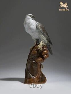 15.5 China Pure Bronze Painted Hand-carved Gerfalcon Eagle Hawk Statue