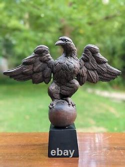 16 American Bald Eagle Perched on Globe Hand-Carved & Painted Plaster Sculpture