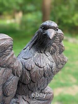 16 American Bald Eagle Perched on Globe Hand-Carved & Painted Plaster Sculpture