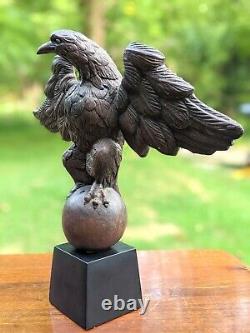 16 American Bald Eagle Perched on Globe Hand-Carved & Painted Plaster Sculpture