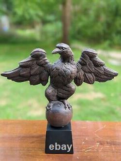 16 American Bald Eagle Perched on Globe Hand-Carved & Painted Plaster Sculpture