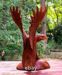 16 Hand Carved Flying Wooden Eagle Statue Figurine Handmade Sculpture Decor Us
