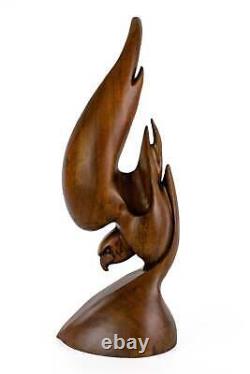 16 Wooden Handmade Eagle Abstract Sculpture Statue Figurine Art Hand Carved Us