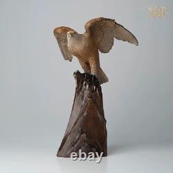 17.8 China Pure Bronze Painted Hand-carved Gerfalcon Eagle Hawk Statue