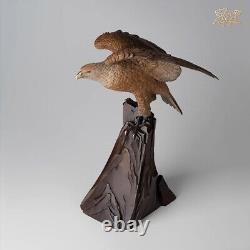 17.8 China Pure Bronze Painted Hand-carved Gerfalcon Eagle Hawk Statue