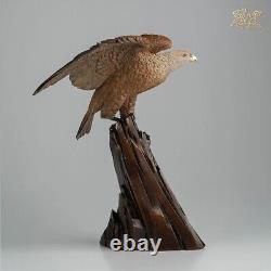 17.8 China Pure Bronze Painted Hand-carved Gerfalcon Eagle Hawk Statue