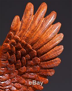 18 Chinese Fengshui 100% Natural Yellow Rosewood Hand Carved Eagle Art Statue