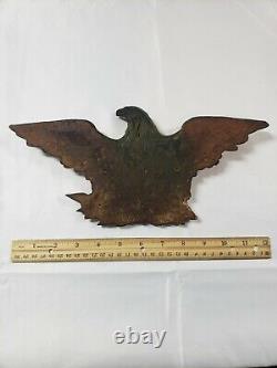 1800's Hand Carved Wooden Bald Eagle Patriotic Wall Mount Antique Plaque Carving