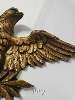 1800's Hand Carved Wooden Bald Eagle Patriotic Wall Mount Antique Plaque Carving