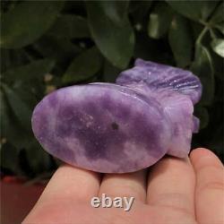 180g Hand Carved Natural lepidolite eagle Reiki Crystal Skull Holiday gift