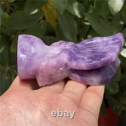 180g Hand Carved Natural lepidolite eagle Reiki Crystal Skull Holiday gift