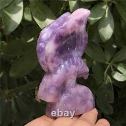 180g Hand Carved Natural lepidolite eagle Reiki Crystal Skull Holiday gift