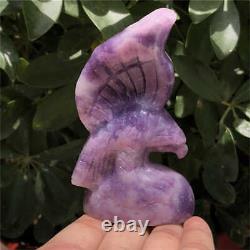 180g Hand Carved Natural lepidolite eagle Reiki Crystal Skull Holiday gift