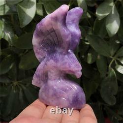 180g Hand Carved Natural lepidolite eagle Reiki Crystal Skull Holiday gift