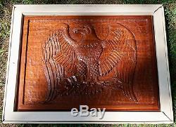 1976 Hand Carved Bas-Relief Mahogany Sculpted American Bald Eagle Nagy Limited #
