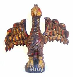 1989 Hand Carved Painted Wood Folk Art Schimmel Style Spread Eagle By J. Bastian