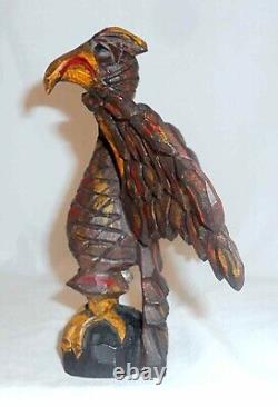 1989 Hand Carved Painted Wood Folk Art Schimmel Style Spread Eagle By J. Bastian