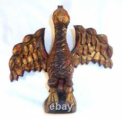 1989 Hand Carved Painted Wood Folk Art Schimmel Style Spread Eagle By J. Bastian