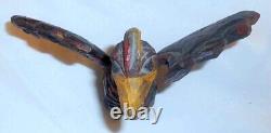 1989 Hand Carved Painted Wood Folk Art Schimmel Style Spread Eagle By J. Bastian