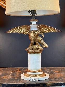 19th Century Grand Tour Style Hand Carved Parcel Gilt Table Lamp With Gilded Eag