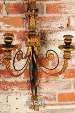 19th c. Hand Carved French Empire Eagle Wall sconces Candle holders-Pair