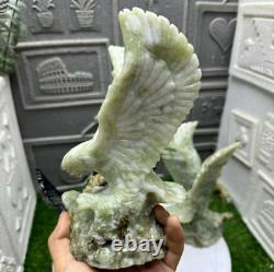 1pc Natural Jade Quartz Hand Carved Eagle Skull Energy Reiki Healing Gem Decor