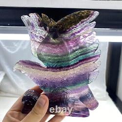 1pc Natural fluorite quartz hand-carved eagle crystal reiki healing gift