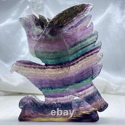 1pc Natural fluorite quartz hand-carved eagle crystal reiki healing gift