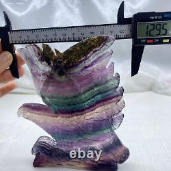 1pc Natural fluorite quartz hand-carved eagle crystal reiki healing gift