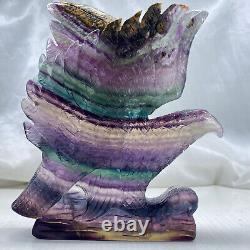 1pc Natural fluorite quartz hand-carved eagle crystal reiki healing gift