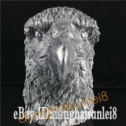 1pc Natural marble quartz Hand-carved crystal eagle skull reiki healing PM150